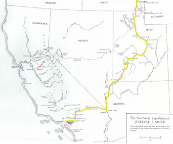 Map of Jedediah Smith