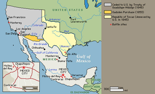 Map of Treaty of Guadalupe Hidalgo